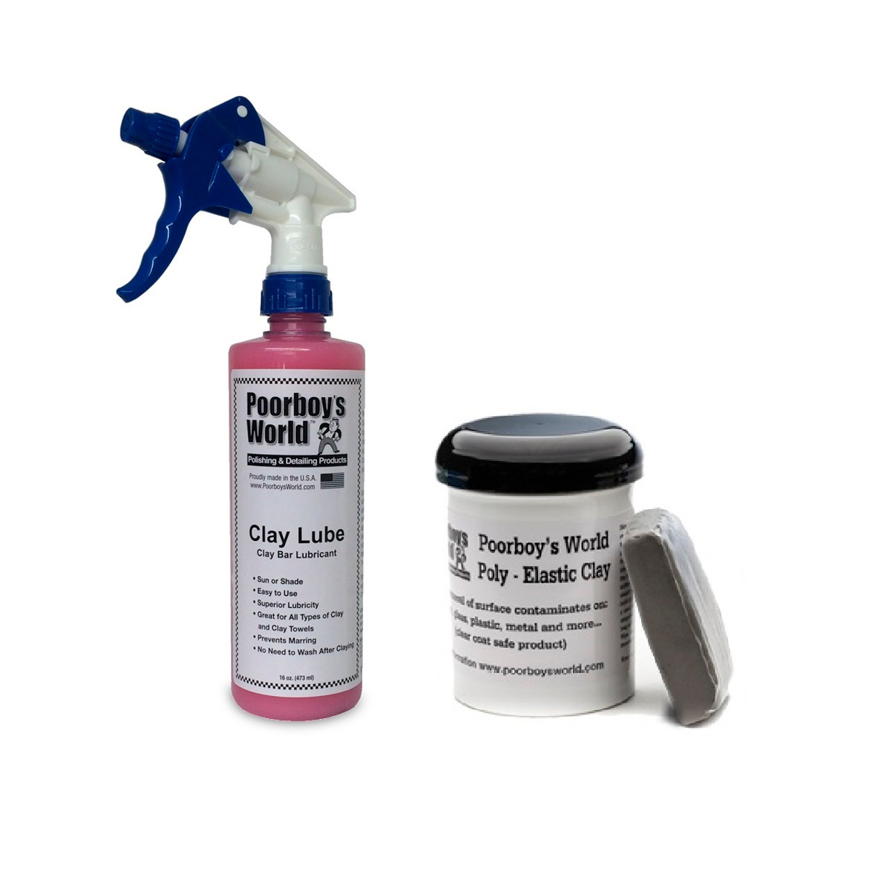 Poorboy's World Poly-Elastic Auto Detailing Clay and Clay Lubricant Combo