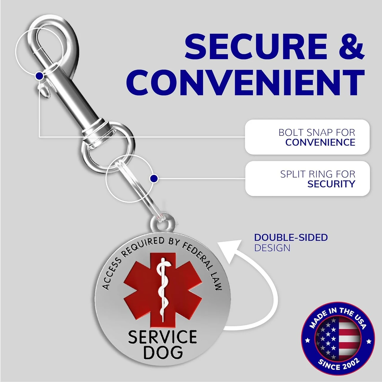 Chrome Service Dog Tag - DOUBLE SIDED - ADA Access Required
