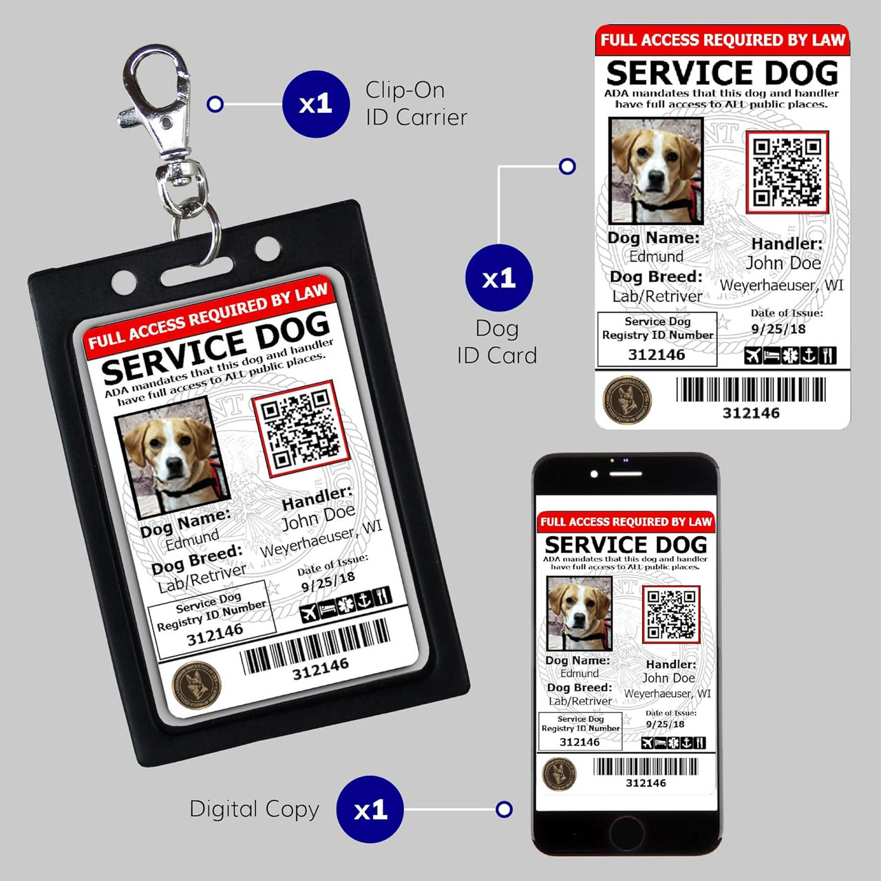 Service Dog Vest Kit with Identification Card