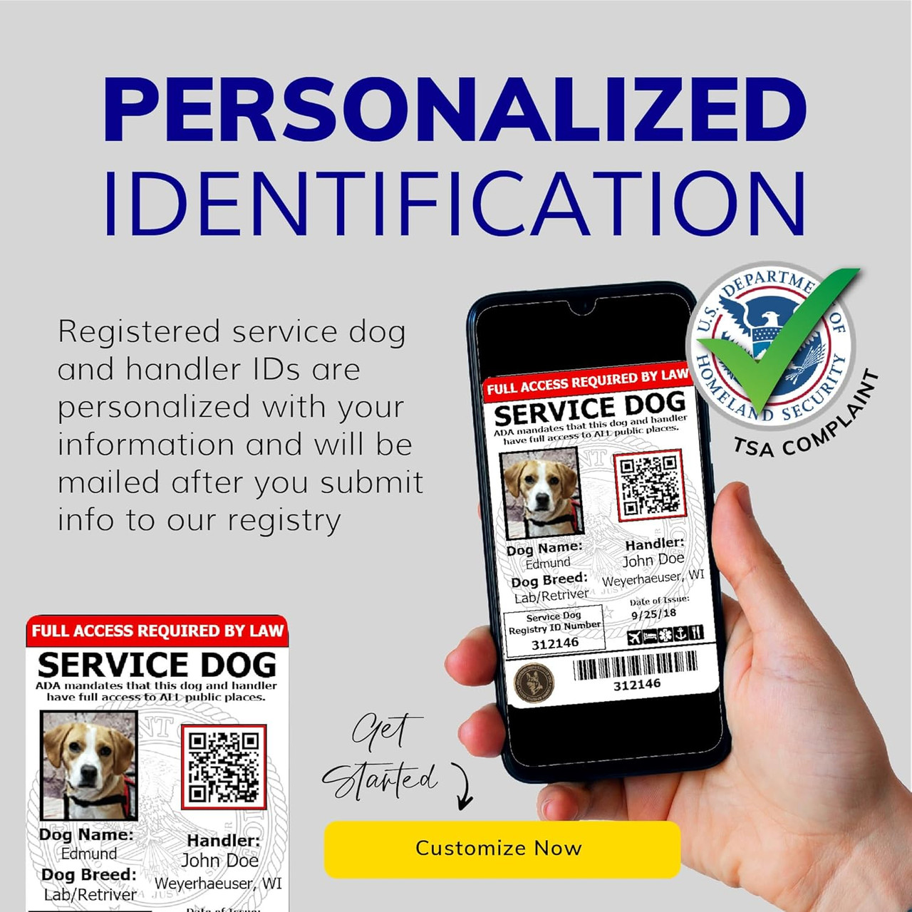 Service Dog Vest Kit with Identification Card