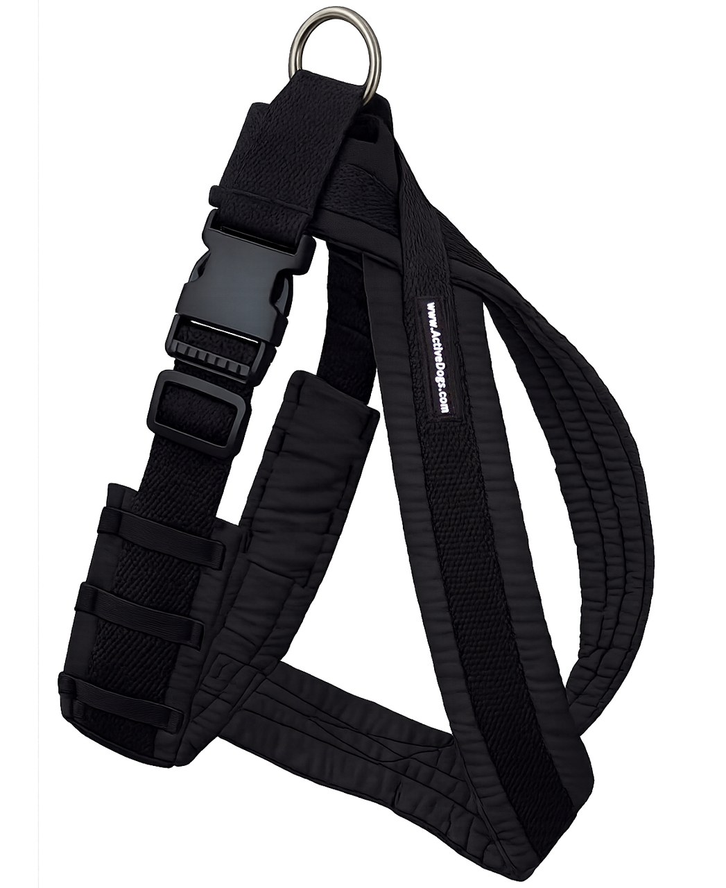 Padded dog harness designed to reduce neck strain
