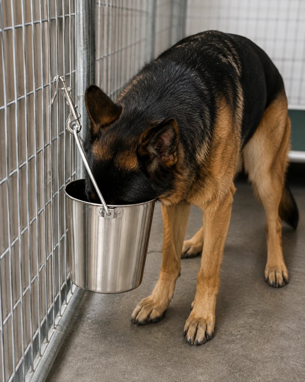 Hanging dog water pail for crate
