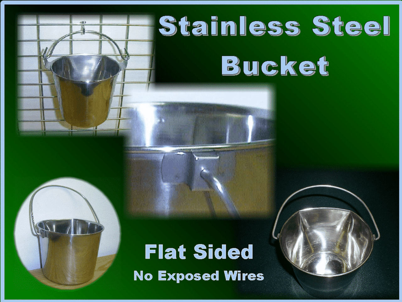 Stainless Steel Flat Sided Pail, bucket with handle and hook(s