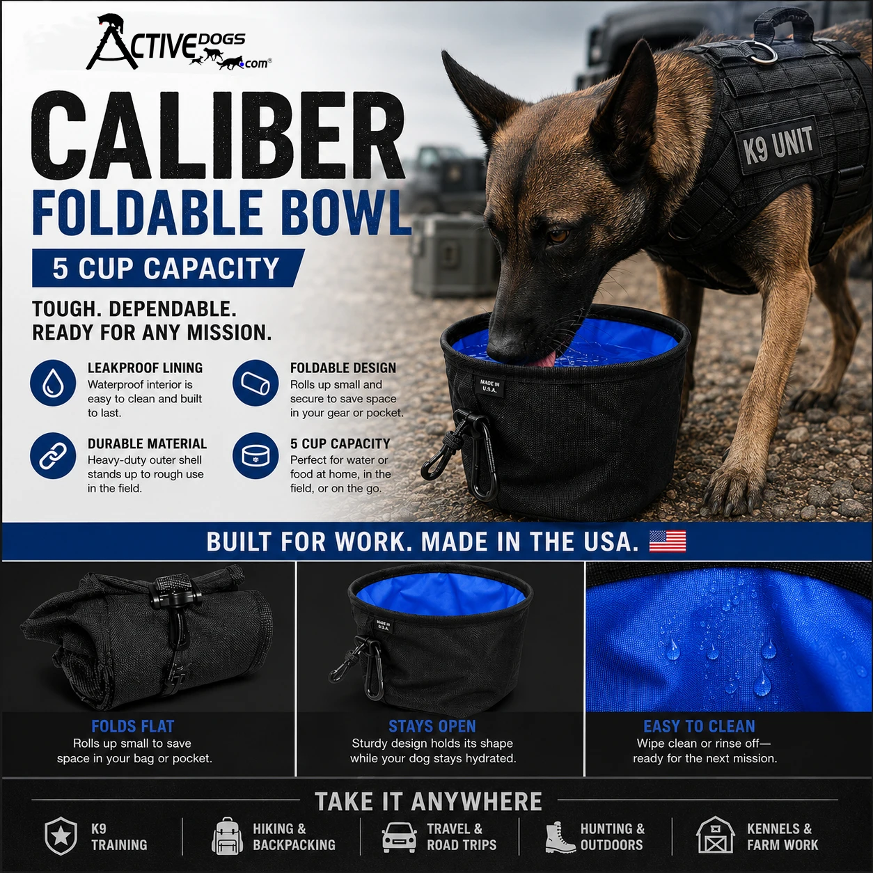 CaliberDog waterproof portable dog bowl
