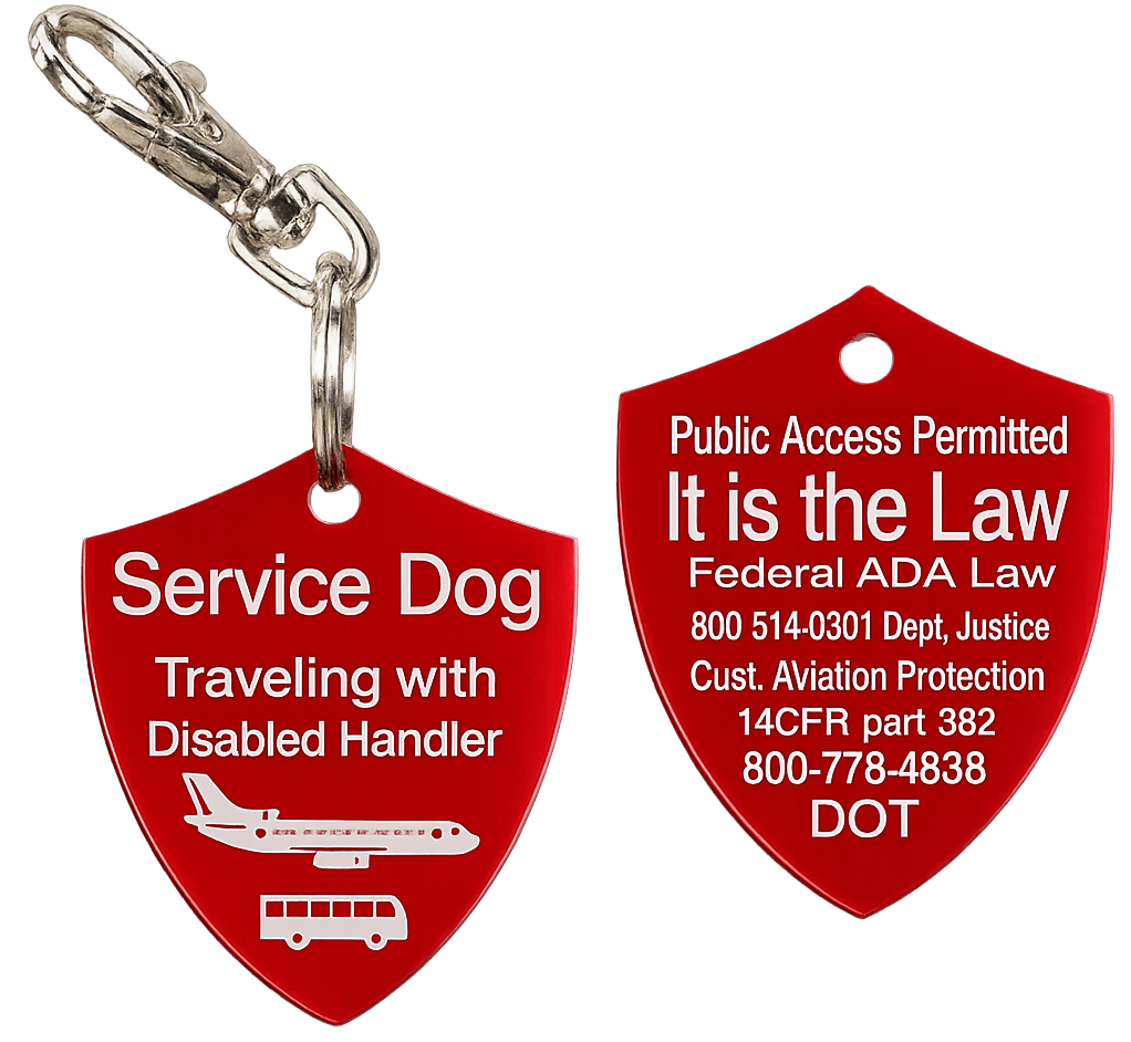 Service dog travel identification tag