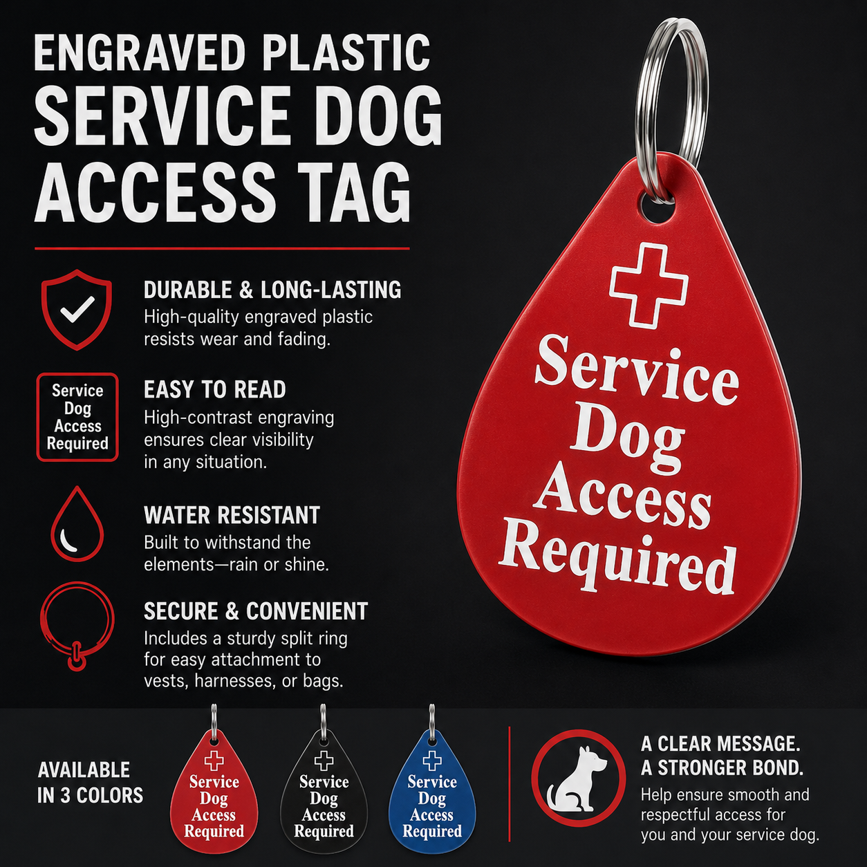 Engraved service dog access tag