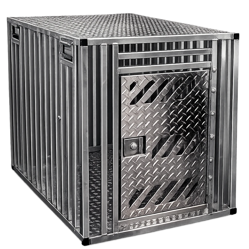 Aluminum dog crate with maximum airflow