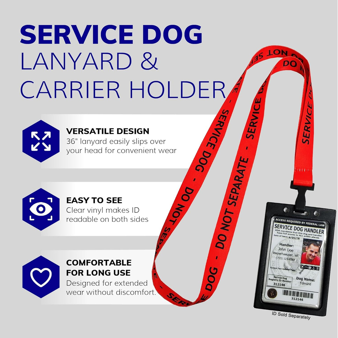 Service dog badge display lanyard