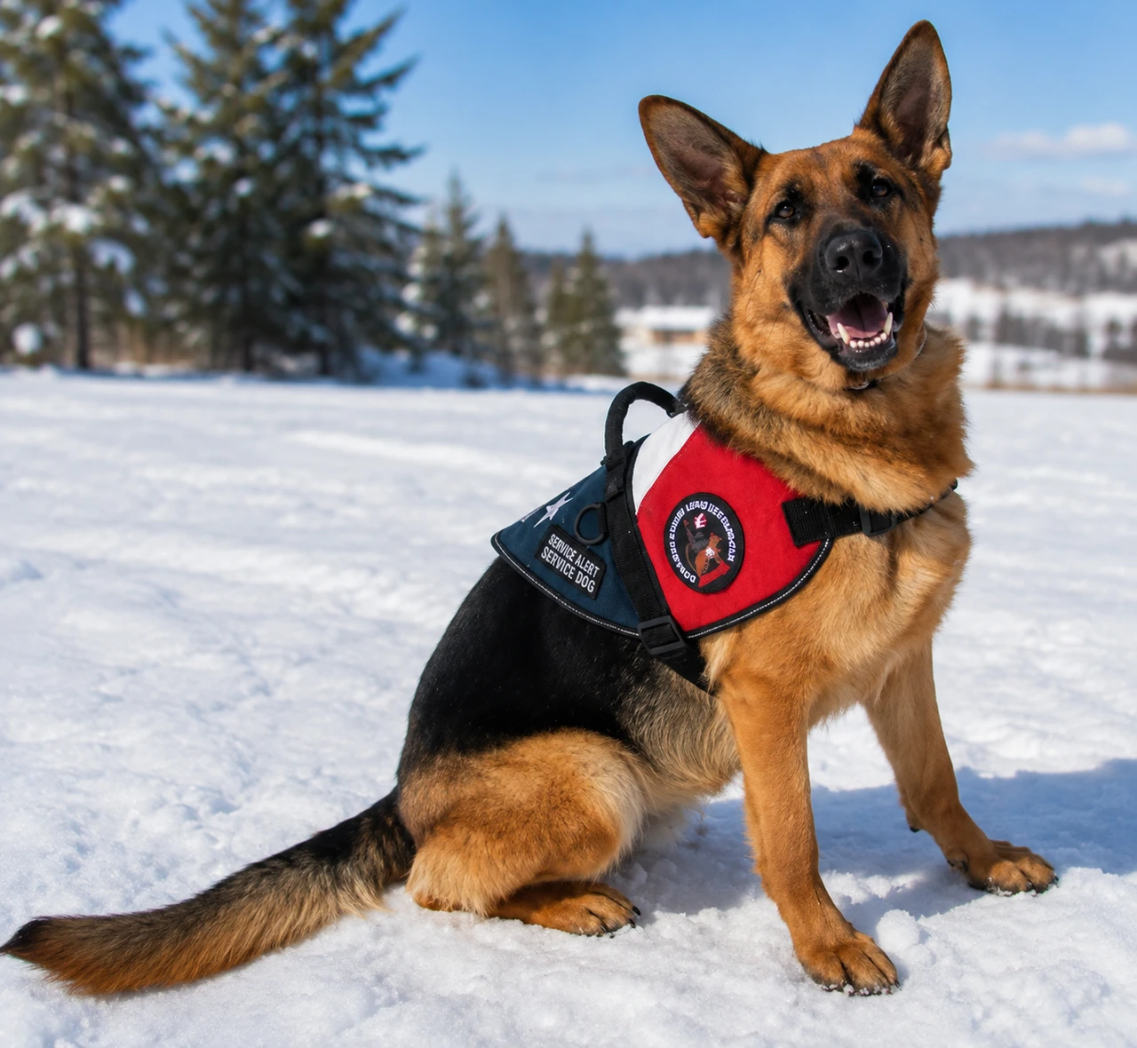 Patriotic working dog vest with five embroidered stars
