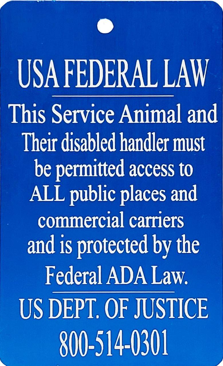 Engraved service dog ID badge