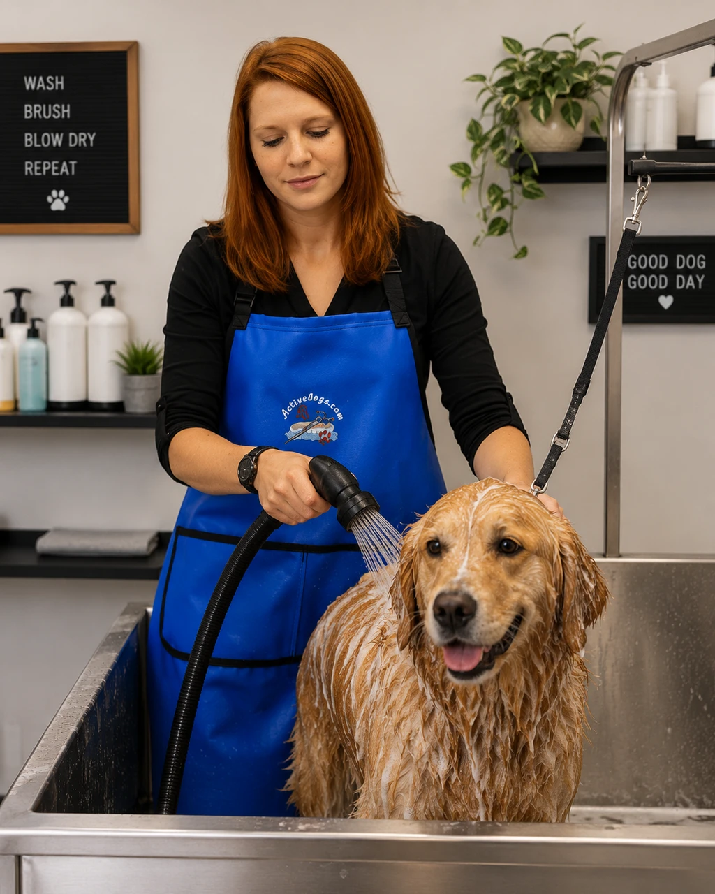 Professional pet grooming apron with adjustable straps