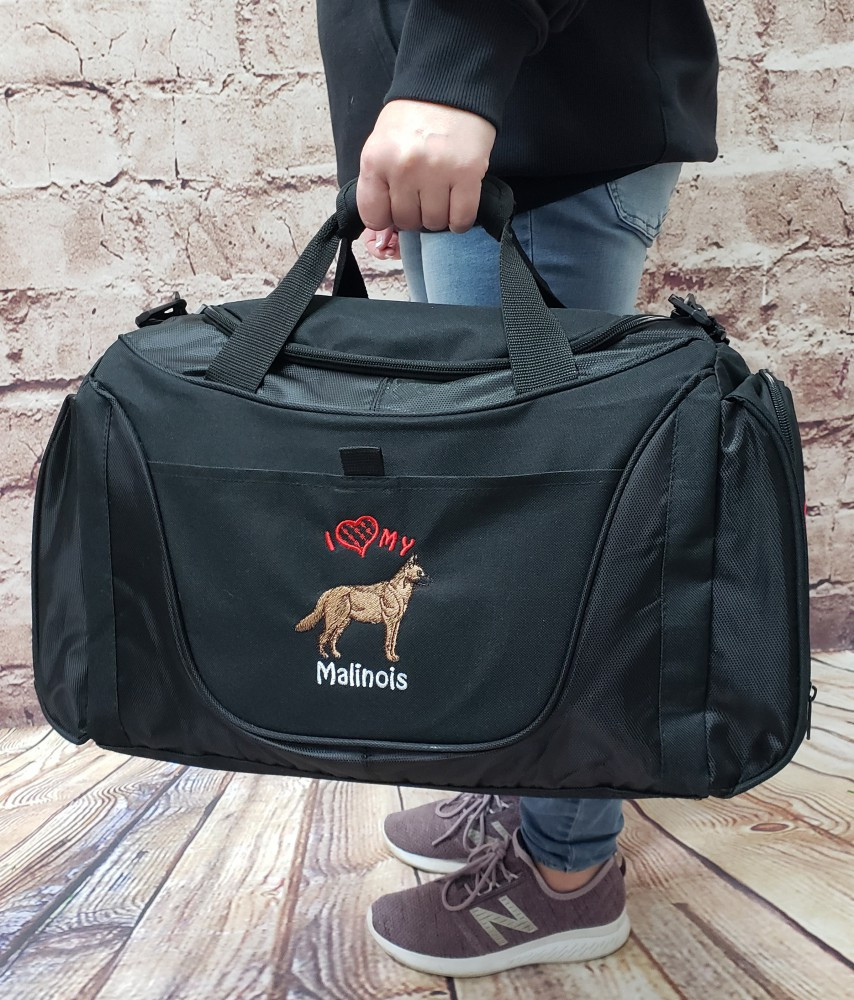 High Quality Embroidered Dog Breed Design on Duffel Bag