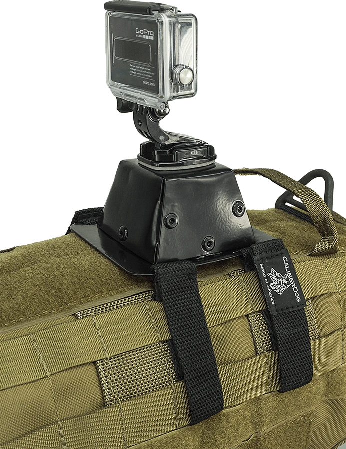 Elevated action camera mount for K9 harness