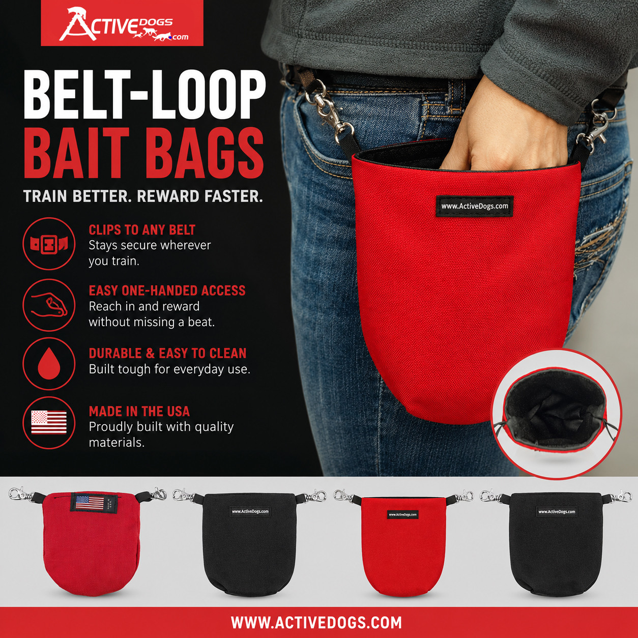 Dog Training Treat Pouch with Belt Loop Attachment