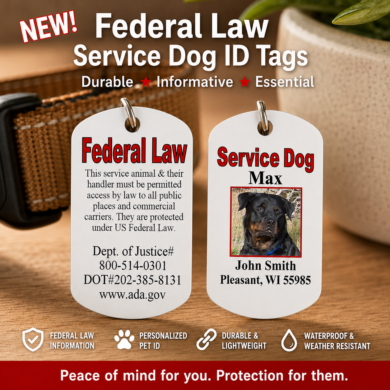Custom service dog metal tag