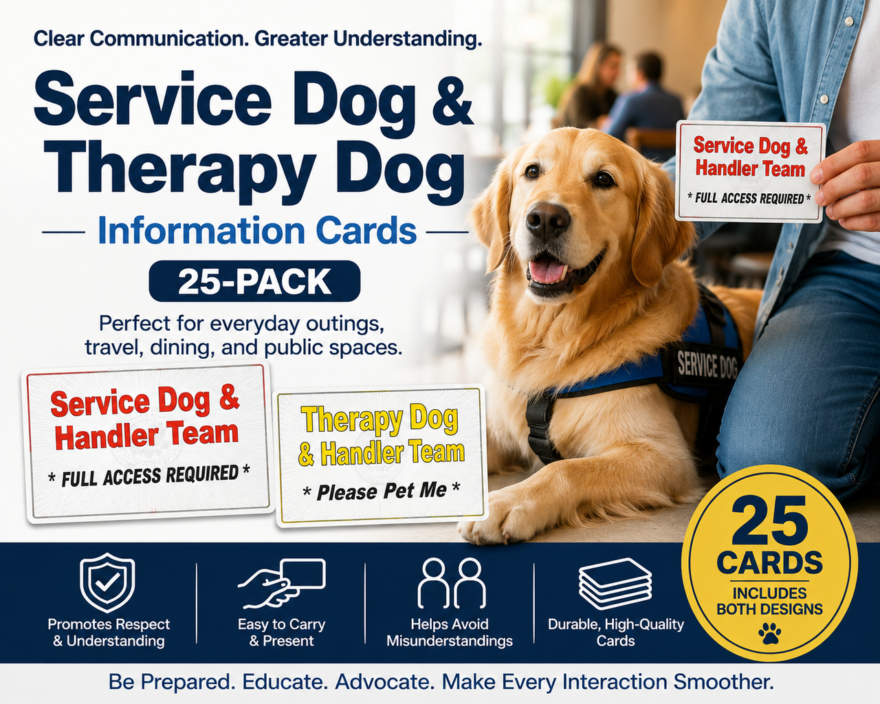 Service dog and therapy dog handout cards