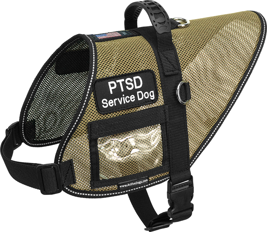 Reflective mesh service dog harness vest with molded rubber handle