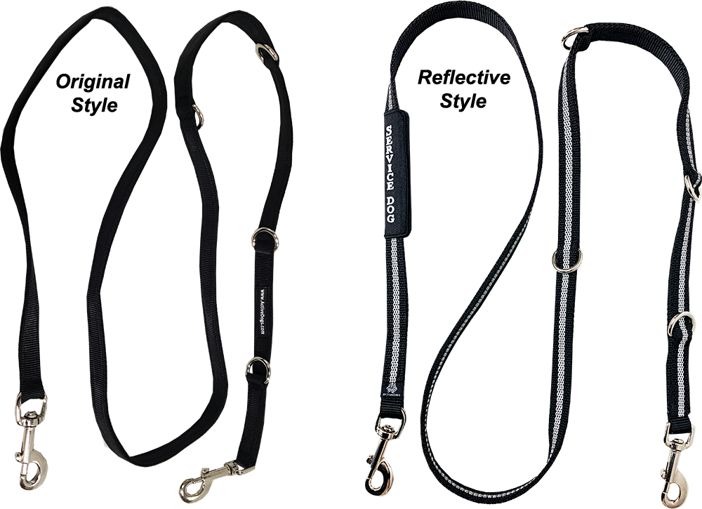 Adjustable nylon hands free leash for service dog training