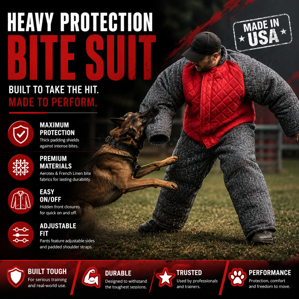 Full protection bite suit for police and sport dog training