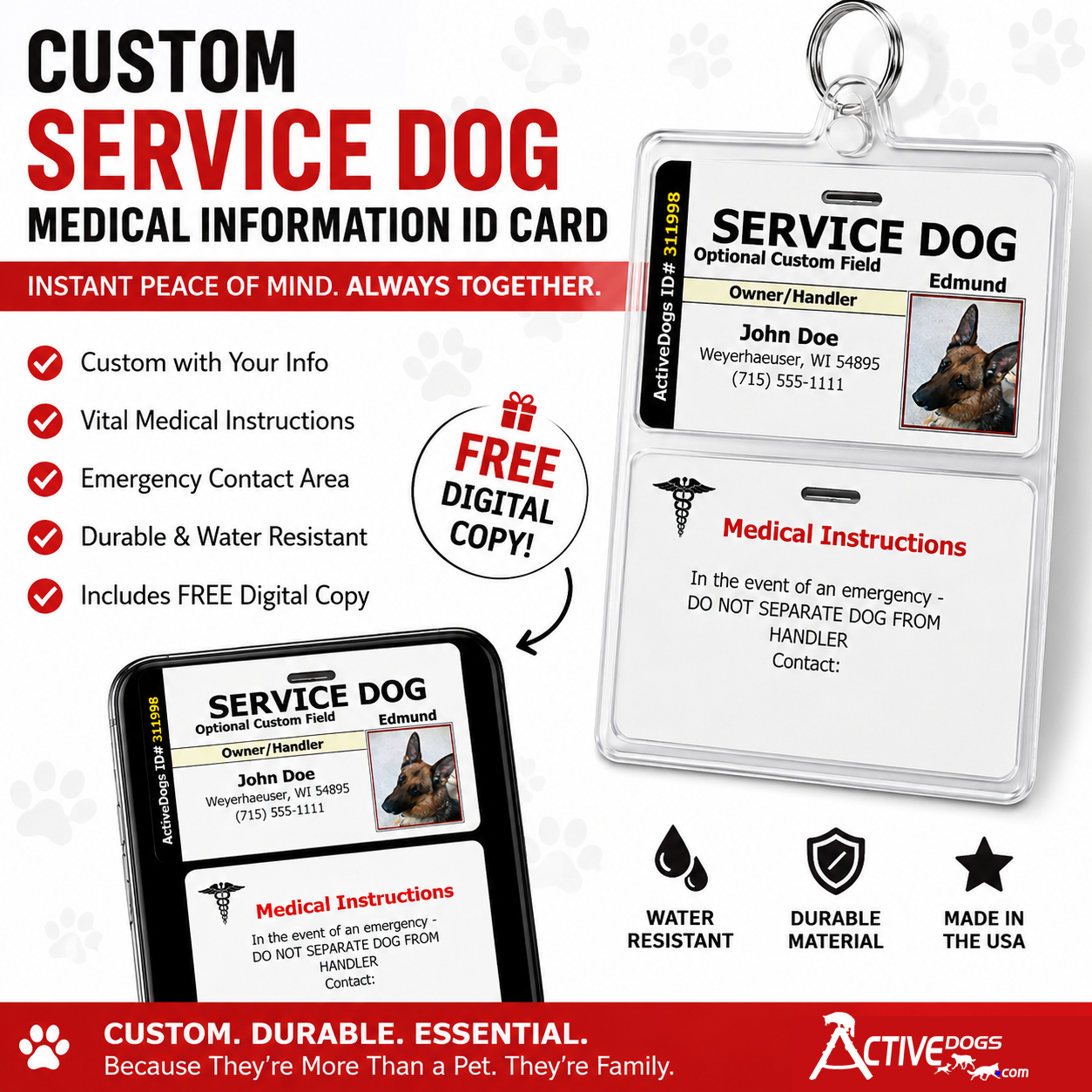 Emergency contact identification card