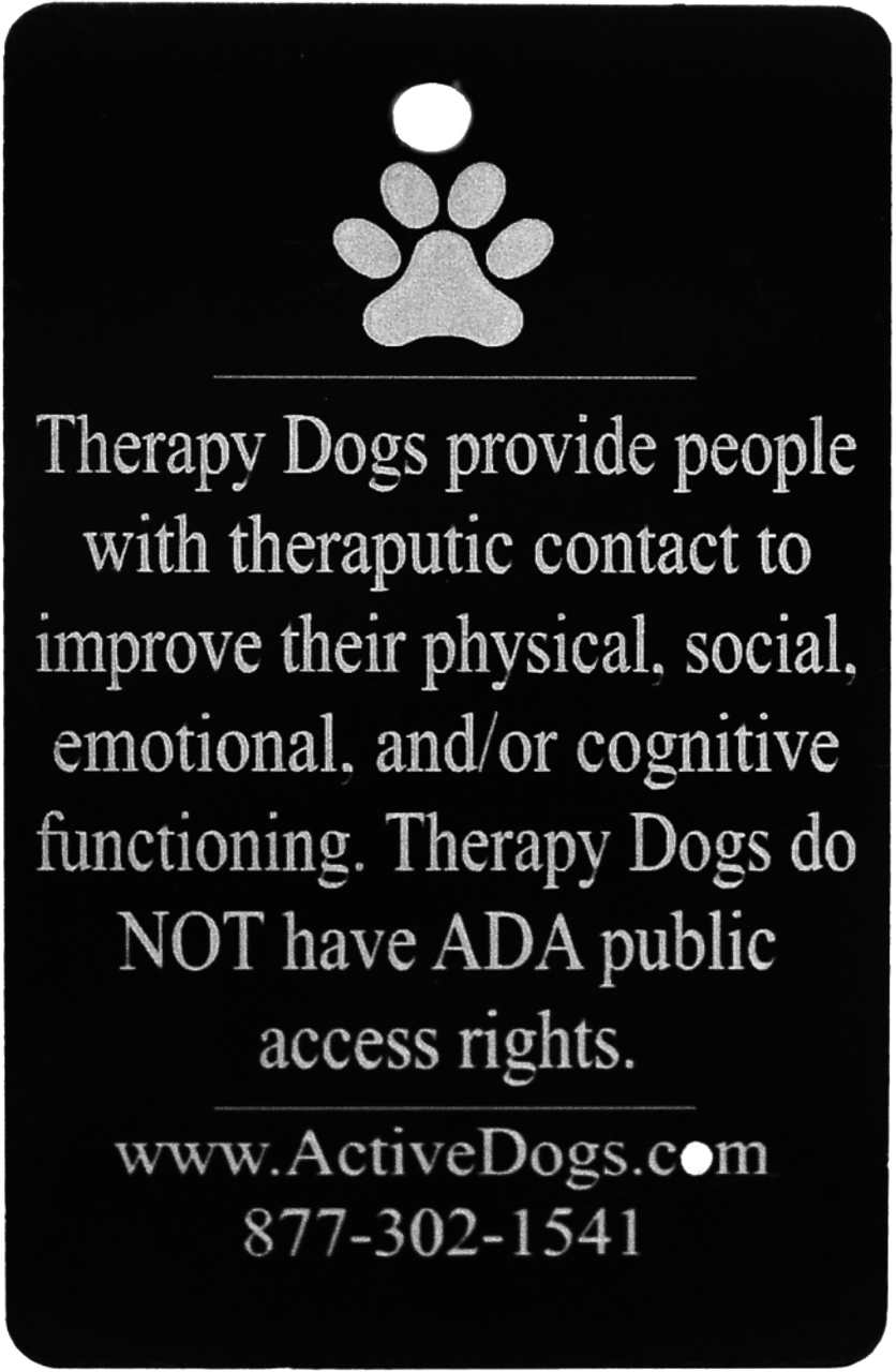 Therapy Dog Engraved Aluminum Badge
