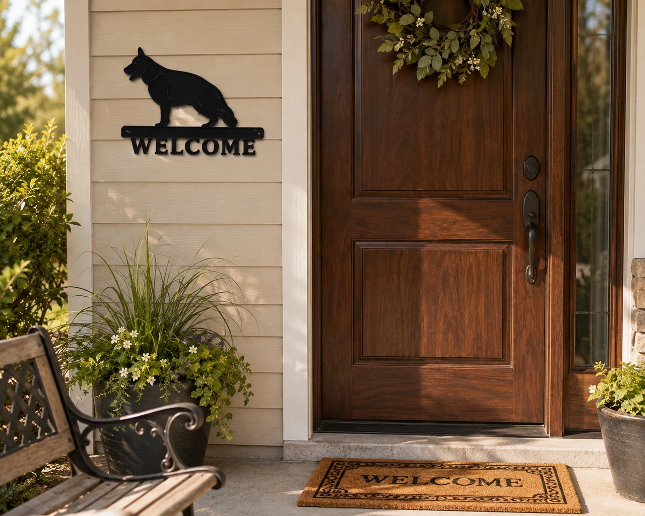 Custom aluminum dog breed welcome sign
