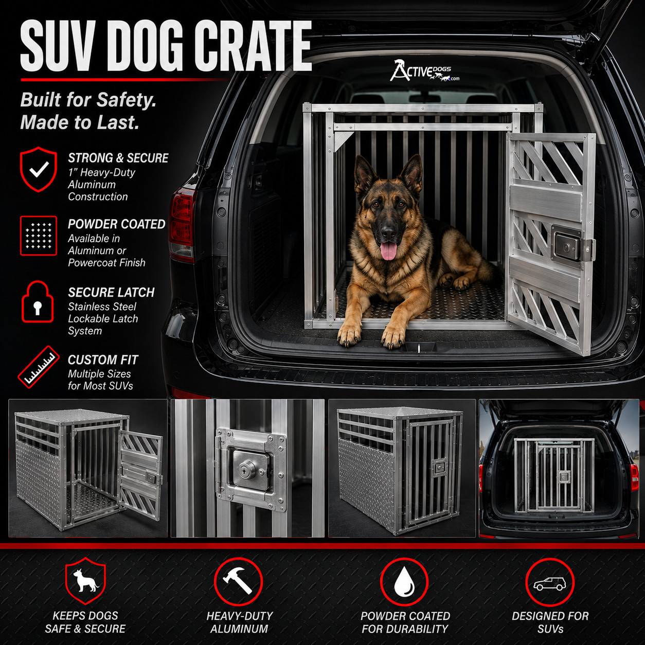 Dual access aluminum dog kennel