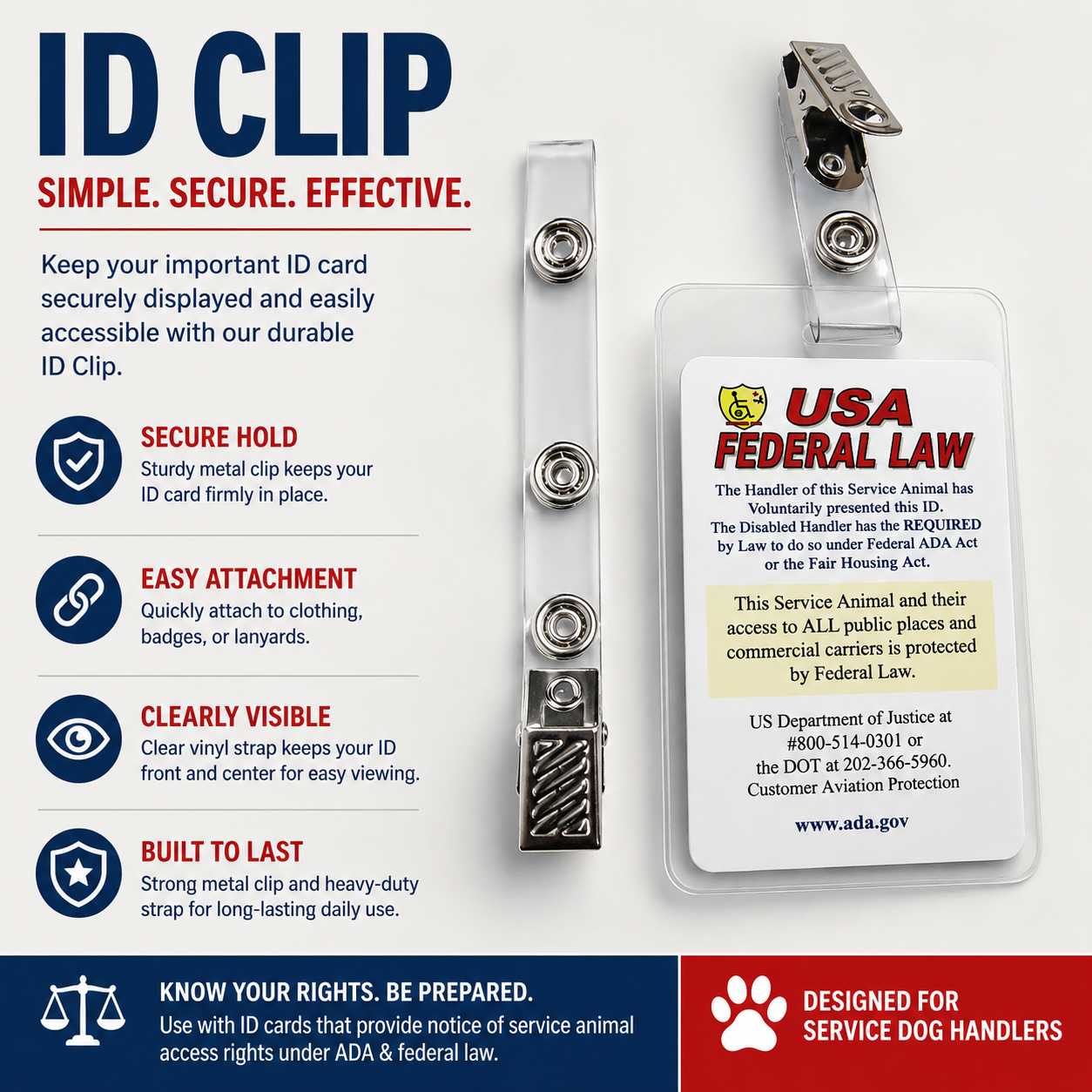 Metal pinch snap ID clip