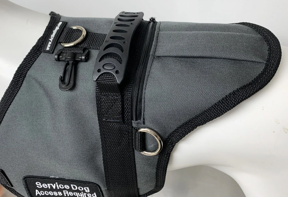 Service Dog harness with top zipper pocket and handle