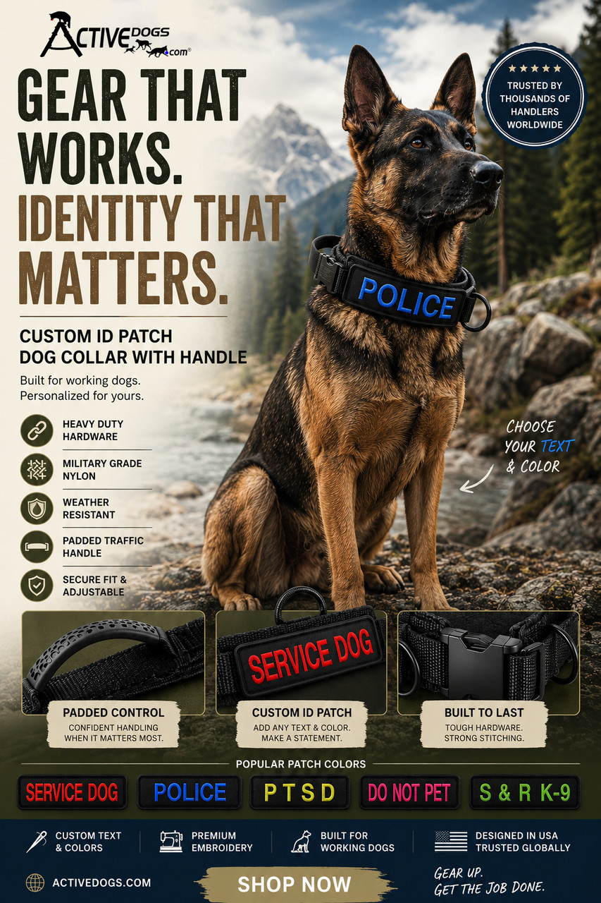 Personalized Working Dog Collar with Embroidered Patches