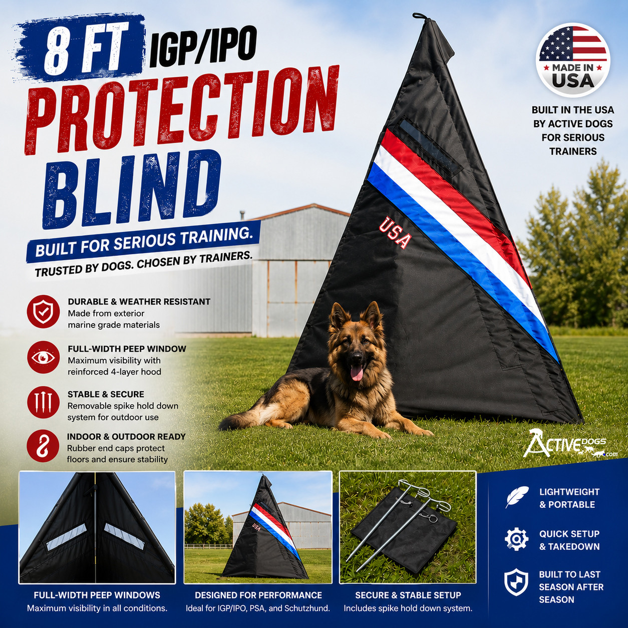 Made in USA dog sport protection blind