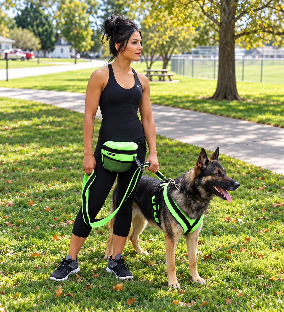 Fleece-lined dog leash with built-in poop bag dispenser