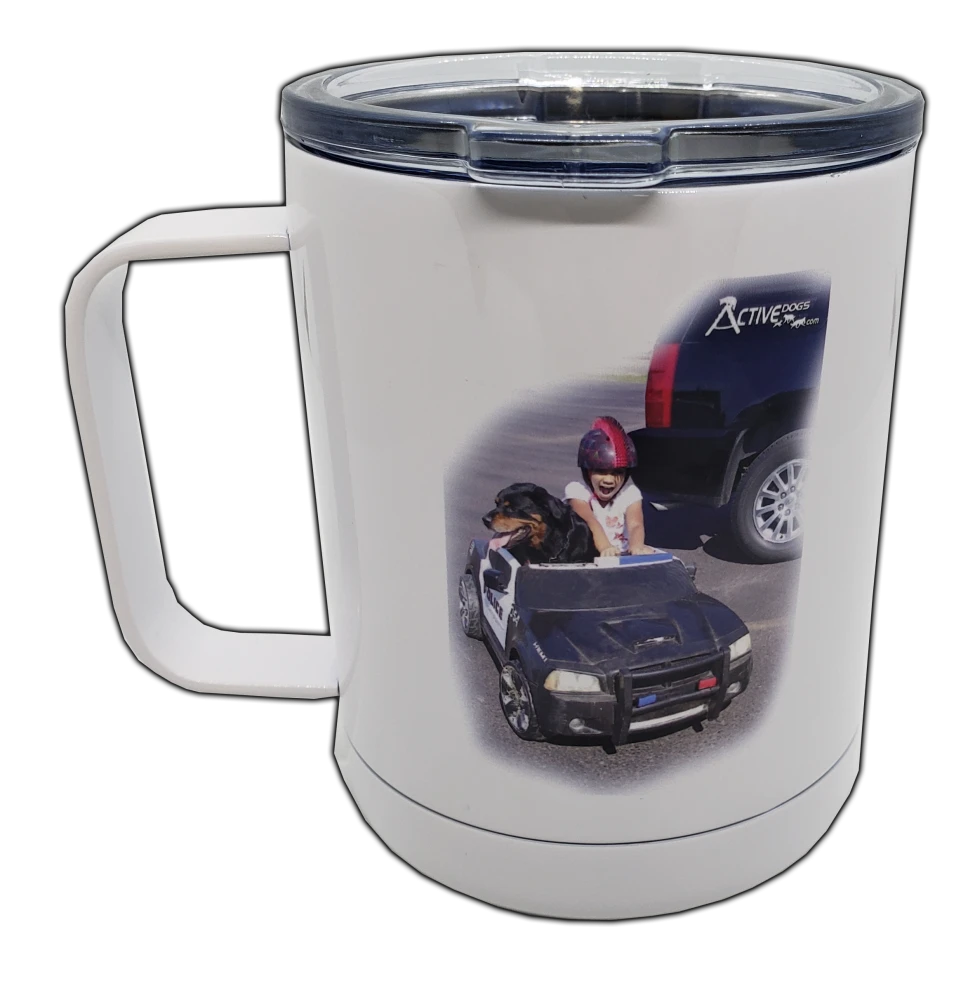 Personalized coffee cup with custom logo and text