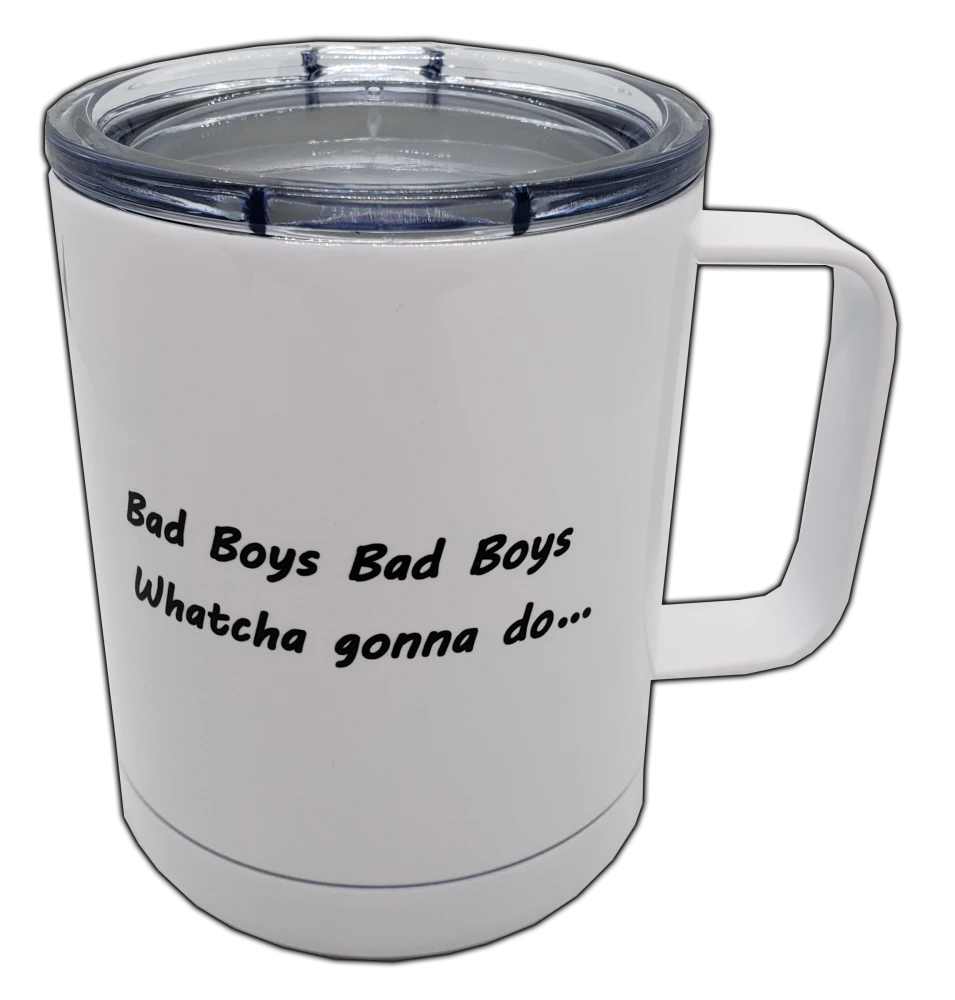 Stainless steel coffee cup with uploaded photo