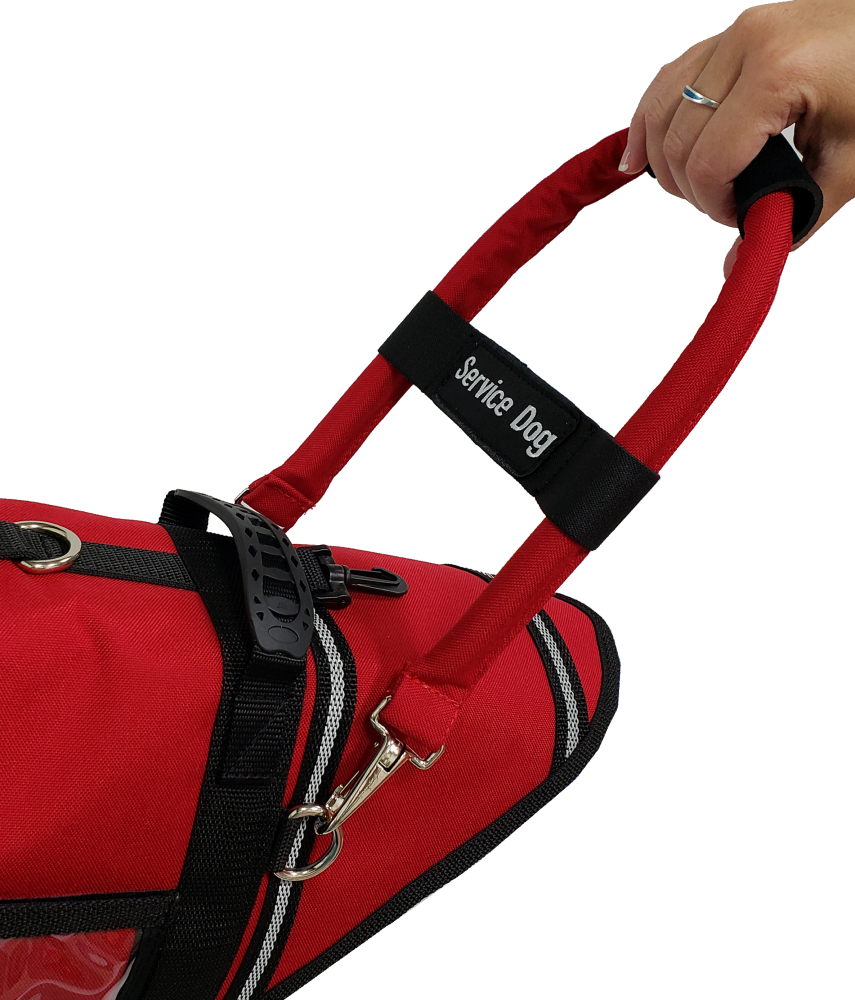 Service dog bridge handle with heavy-duty snap attachments and ID band