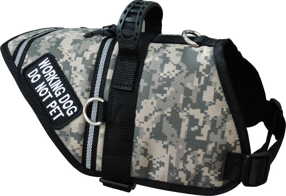 Heavy-duty service dog harness with handle and patches