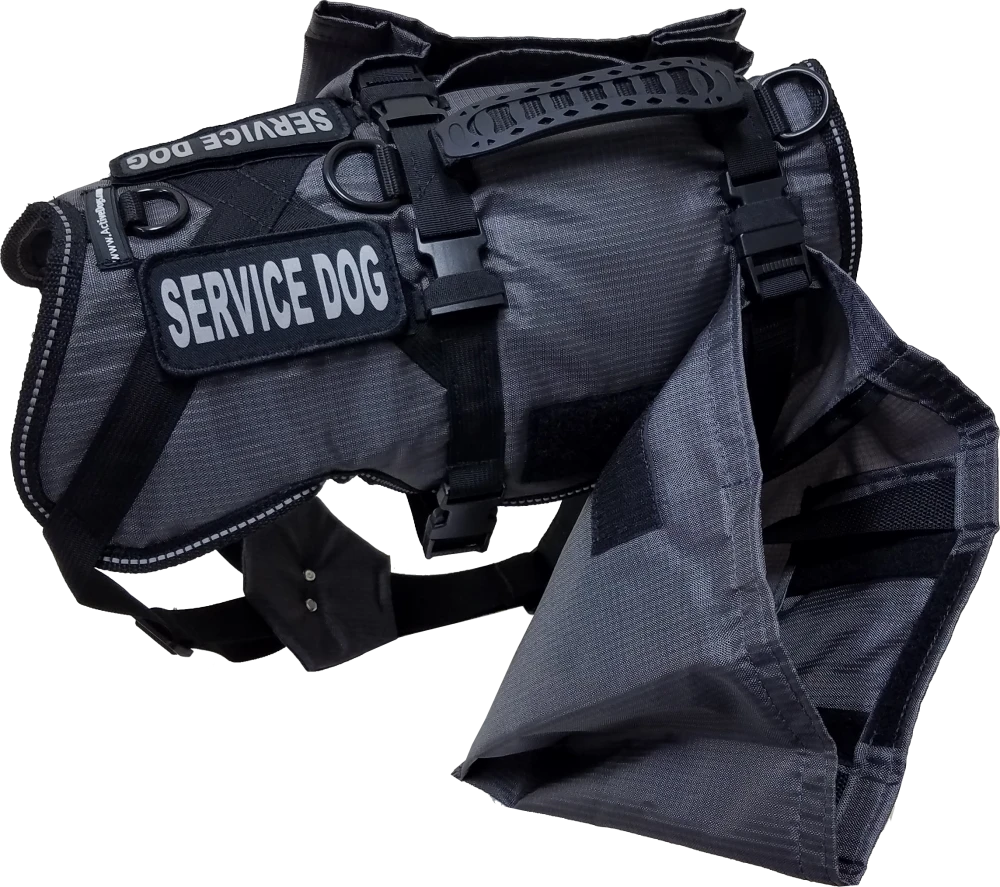 Made in USA Service Dog harness with detachable bags