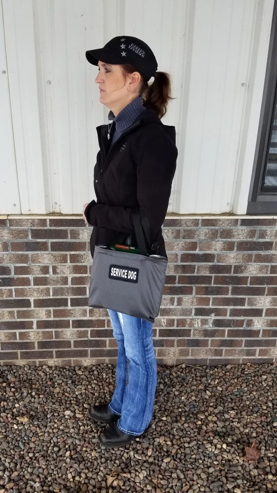 Working dog grocery carrying harness with padded chest