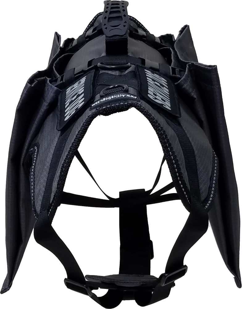 Service Dog harness with secure side buckle bag attachments
