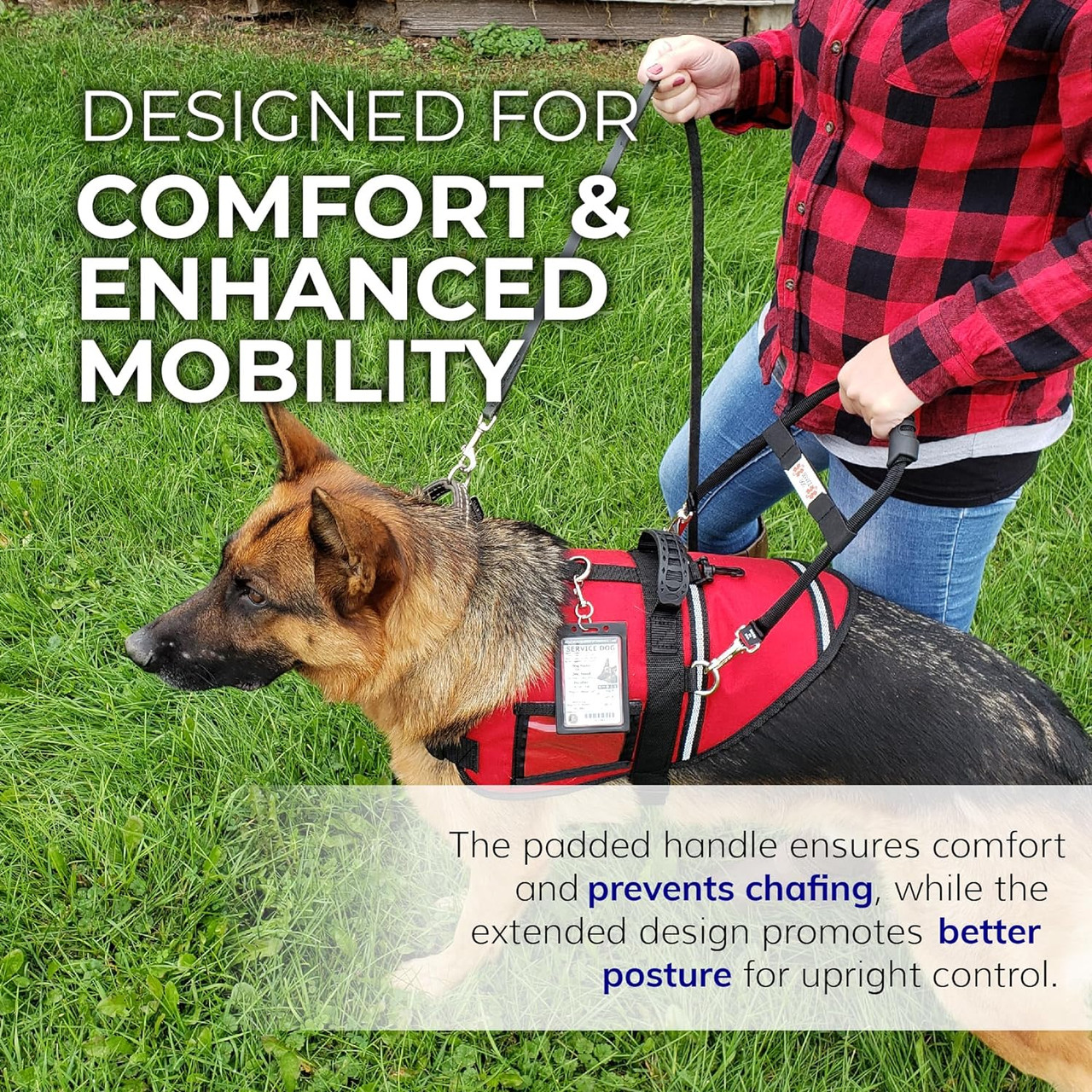 Doggie Stylz Bridge Handle Für Service-Hundegeschirr | Verstellbar (28-46 Cm) | Mit ID-Band