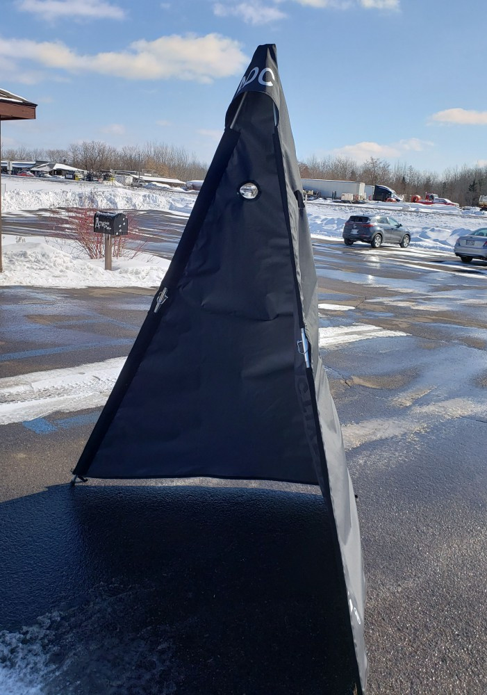 Black protection blind with ground stakes