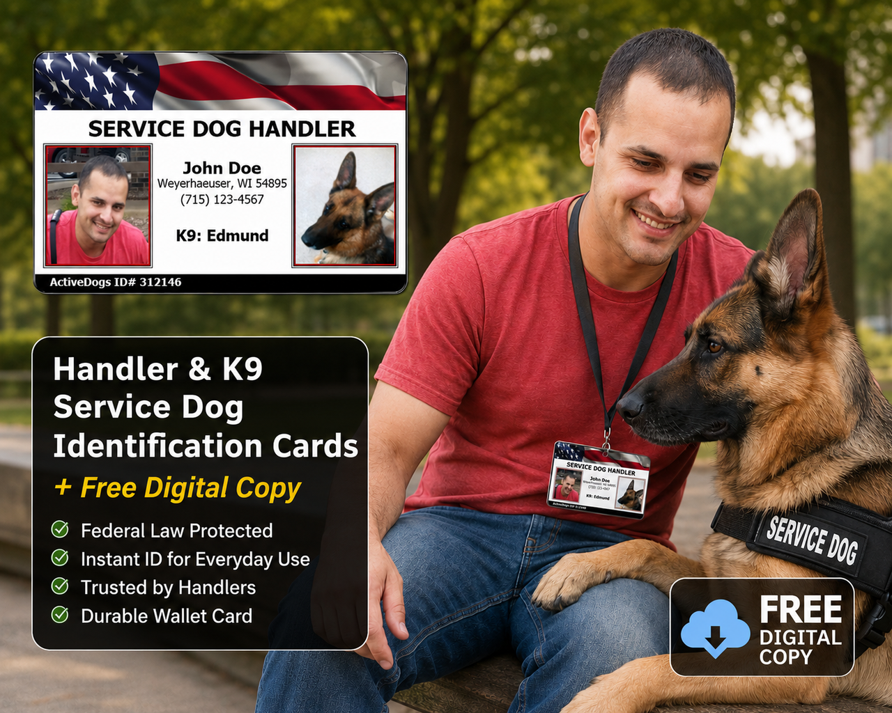 Service dog handler ID card