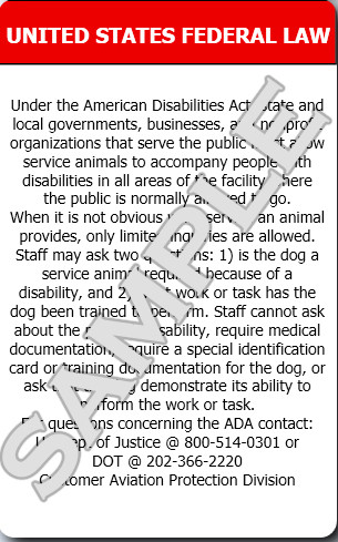 Service dog access ID card