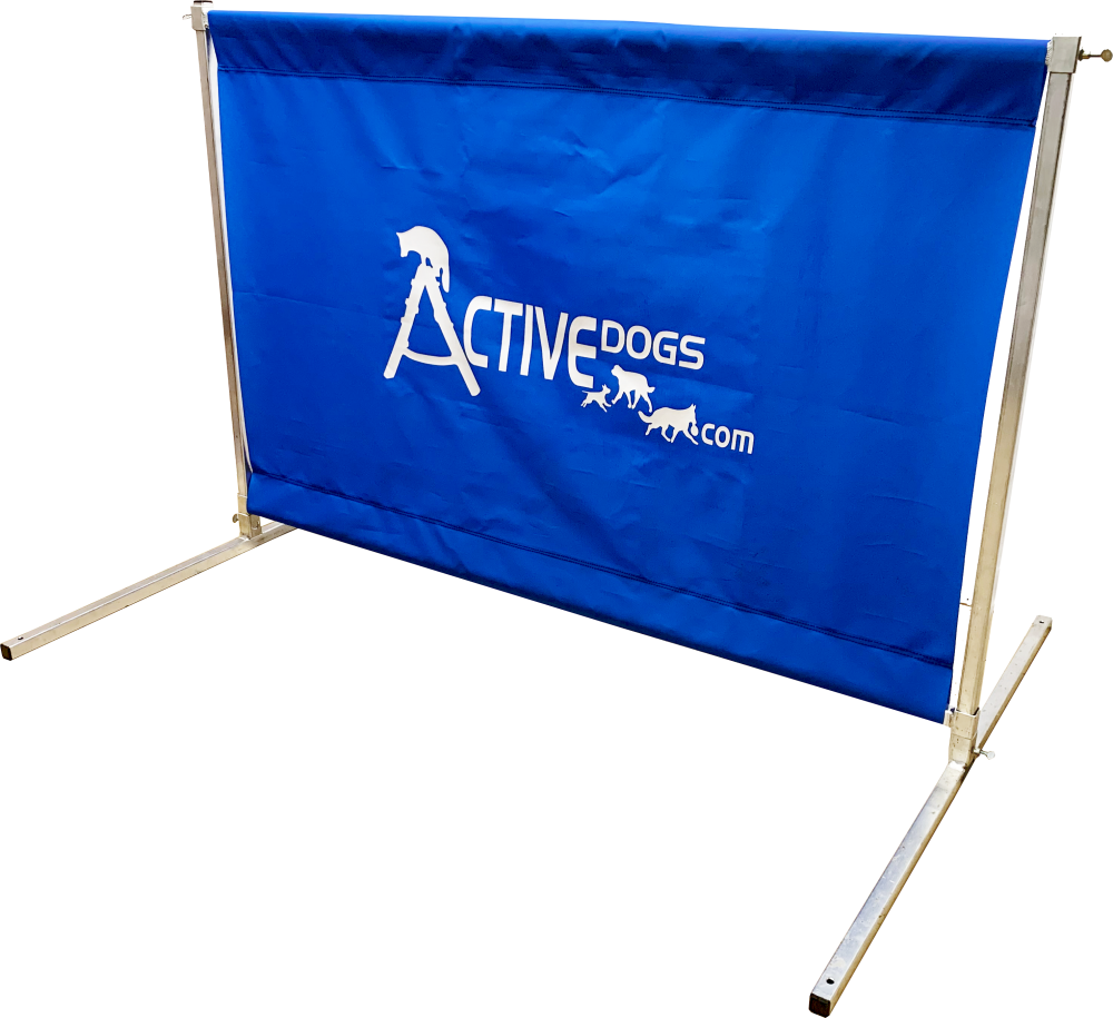 Outdoor aluminum hurdle jump with marine fabric panel