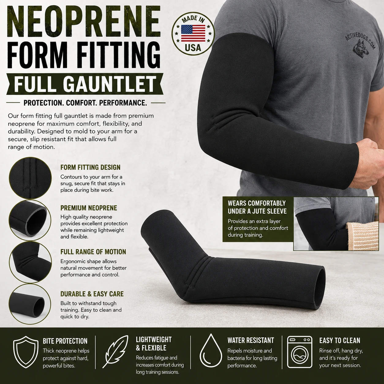 Form fitting neoprene protection training gauntlet
