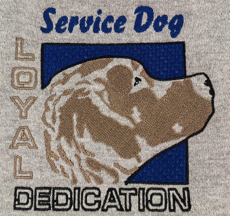 Service Dog hoodie with embroidered dog graphic