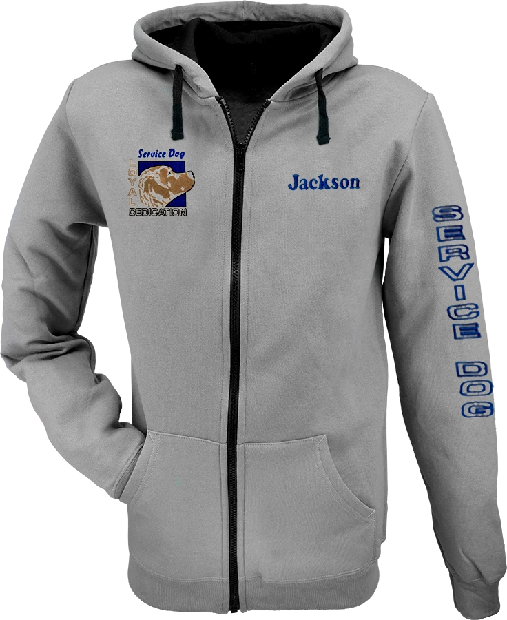 Personalized Service Dog zip up sweatshirt