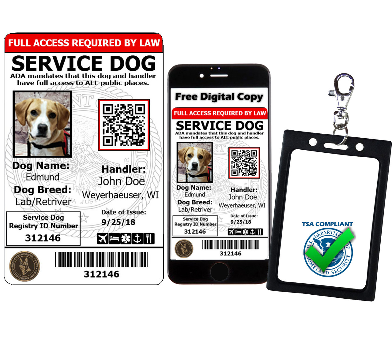 holographic service dog id card INFO Federal Service Animal Registration Pet Id Tag Collar Service