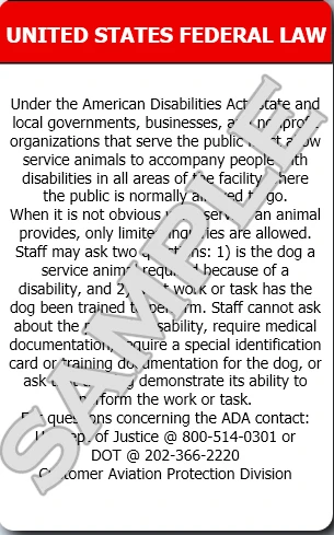 Laminated Service Dog photo ID card