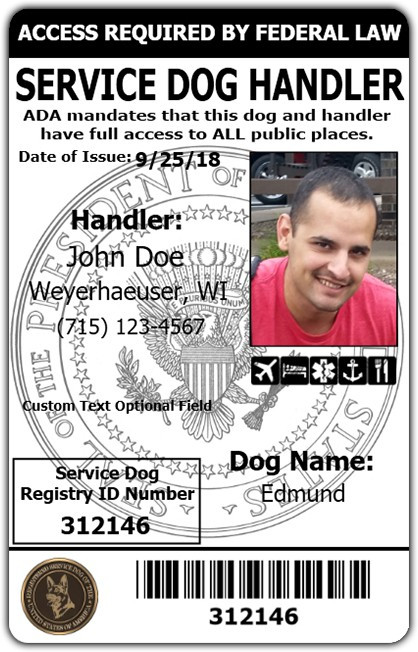 Service dog handler registered ID